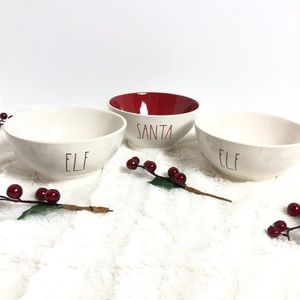 Santa Red Interior and Two Elf Bowls RARE